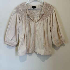 Evereve Cream Blouse with Textured Details